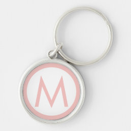 Minimalist Stylish Monogram Initial Pink Keychain