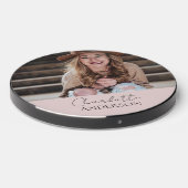 Minimalist Stylish Monogram Photo Name Blush Pink Wireless Charger (Front 2)