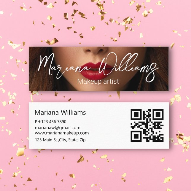 minimalist stylish qr code makeup artist photo  mini business card (Creator Uploaded)