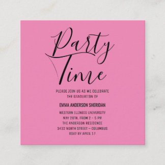 Minimalist Stylish Script Black & White Grad Party Enclosure Card