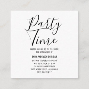 Minimalist Stylish Script Black & White Grad Party Enclosure Card