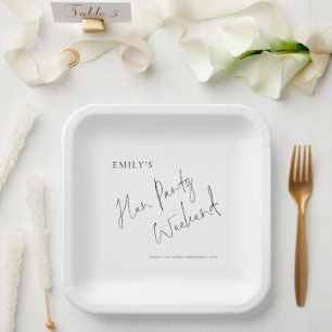 Minimalist Stylish Script Hen Party Weekend  Paper Plates