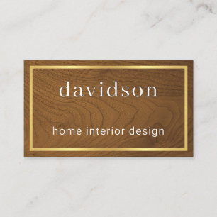 Minimalist Stylish Timber Wood Interior Decor Business Card
