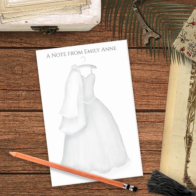 Minimalist Stylish Trendy Bride Wedding Dress Post-it Notes (Creator Uploaded)