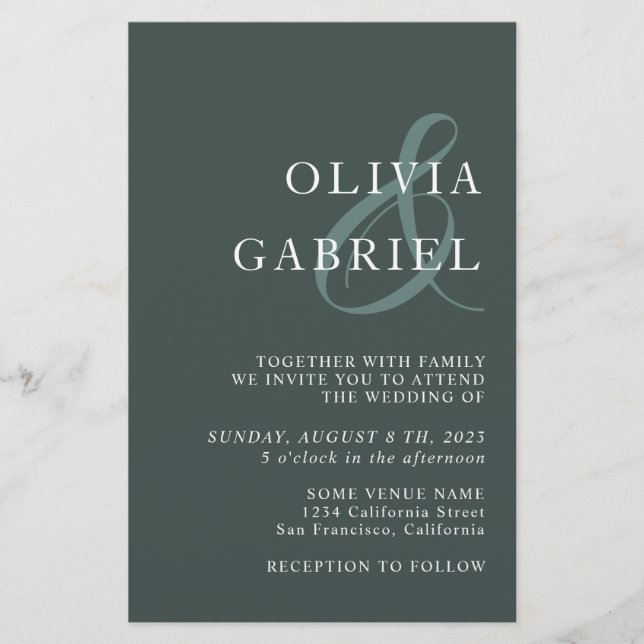 Minimalist stylish Typography Wedding Invitation Flyer (Front)