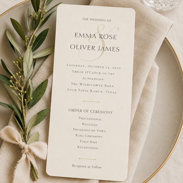 Minimalist Stylish Wedding Monogram  Program (Minimalist Stylish Wedding Monogram Program)