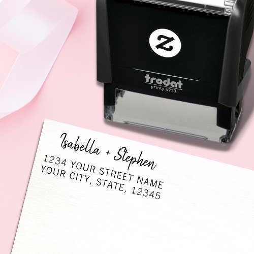 Minimalist Stylish Wedding Return Address Self_inking Stamp