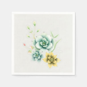 Minimalist Succulent Watercolor Style Napkins