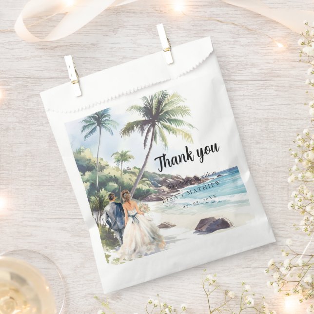 Minimalist Summer Beach Destination Wedding Favor Bag (Clipped)