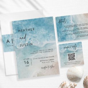 Minimalist Summer Beach Destination Wedding Invitation