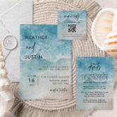 Watercolor Beach On The Beach Wedding Invitation