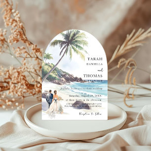 Minimalist Summer Beach  Destination Wedding Invitation
