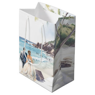 Minimalist Summer Beach Destination Wedding Medium Gift Bag