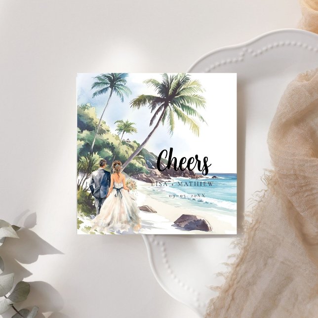 Minimalist Summer Beach Destination Wedding Napkins (Creator Uploaded)