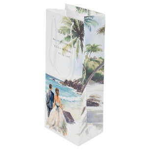 Minimalist Summer Beach Destination Wedding Wine Gift Bag