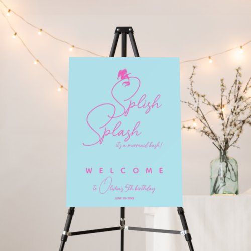 Minimalist Summer Girl Mermaid Birthday Welcome Foam Board