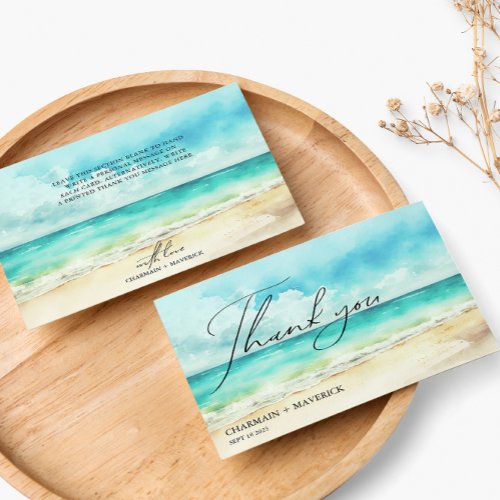 Minimalist Summer Ocean Beach  Thank You Card