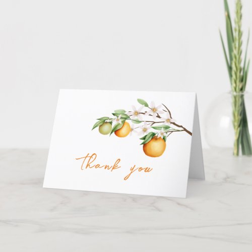 Minimalist Summer Orange Citrus Baby Shower  Thank You Card