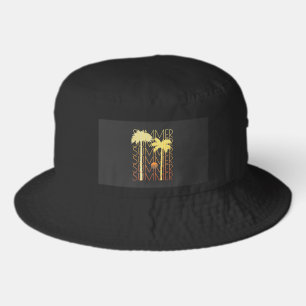 Minimalist Summer Palm Tree Sunset Retro Tropical  Bucket Hat