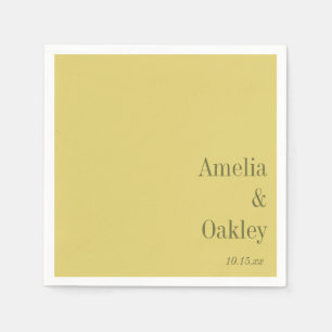 Minimalist Summer Yellow Elegant Wedding Custom Napkins