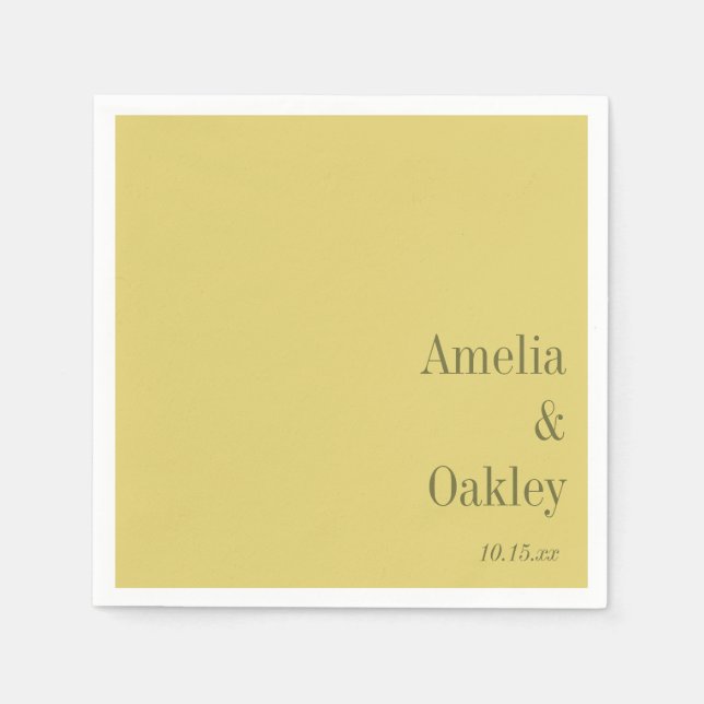 Minimalist Summer Yellow Elegant Wedding Custom Napkins (Front)