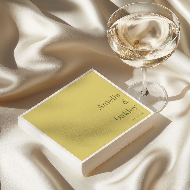 Minimalist Summer Yellow Elegant Wedding Custom Napkins (Creator Uploaded)