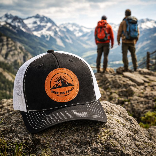 Minimalist Summit Explorer "Seek The Peaks" Leather Patch Hat (Creator Uploaded)