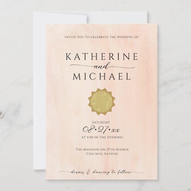 Minimalist sun aesthetic | Wedding Invitation (Front)