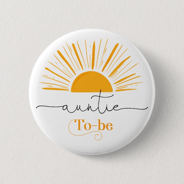 Minimalist sun Auntie to bee button (Front)