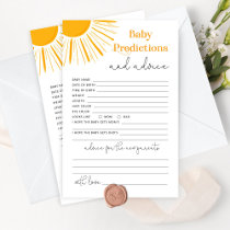 Minimalist sun baby predictions and advice card