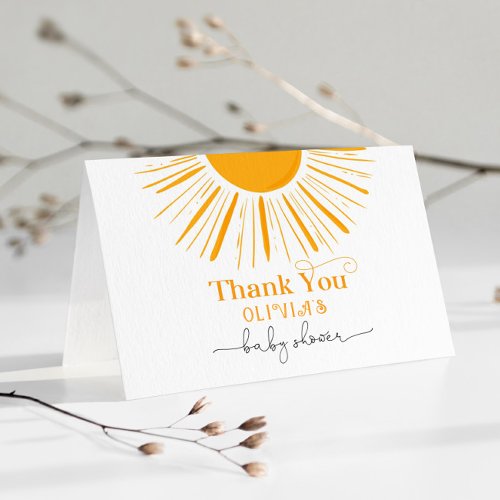 Minimalist sun baby shower thank you