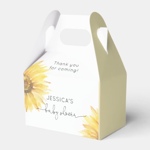 Minimalist sunflower baby shower favor boxes