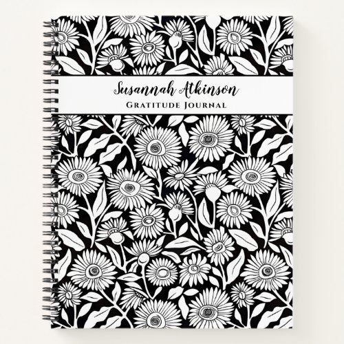 Minimalist Sunflower Black and White Notebook