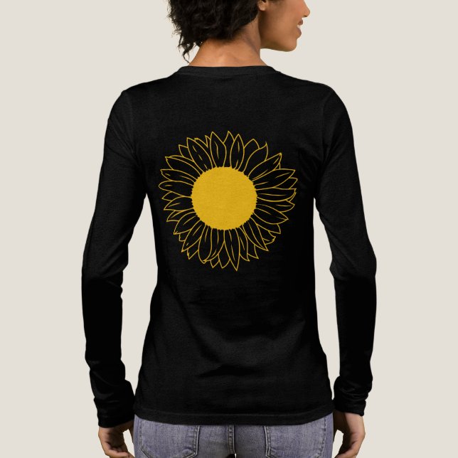 Minimalist Sunflower Botanical Art Tri-Blend Shirt (Back)