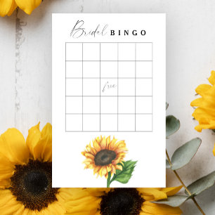 Minimalist sunflower Bridal shower bingo game