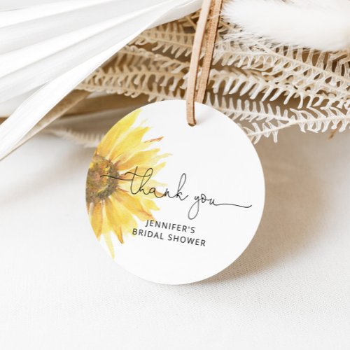 Minimalist sunflower bridal shower favor tags