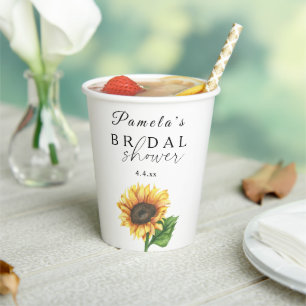 Minimalist sunflower Bridal Shower Paper Cups