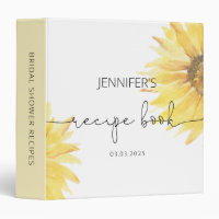 Minimalist sunflower Bridal Shower Recipe Book