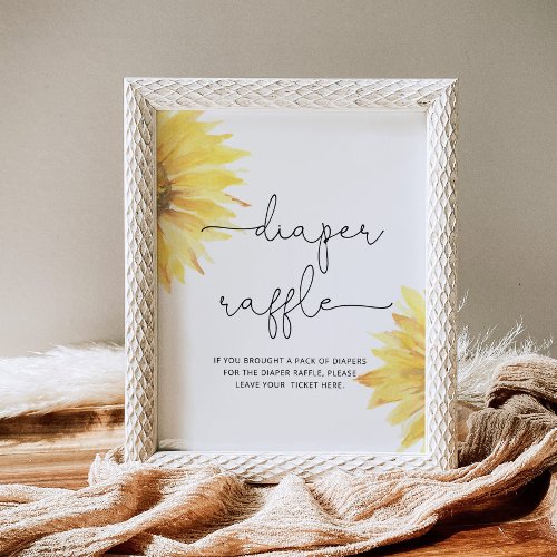 Minimalist sunflower diaper raffle baby shower poster