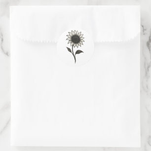 Minimalist Sunflower – Elegant Botanical Design on Classic Round Sticker