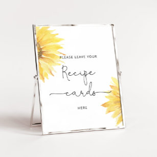 Minimalist sunflower leave your recipe card here poster