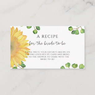 Minimalist sunflower Recipe for the bride to be Enclosure Card
