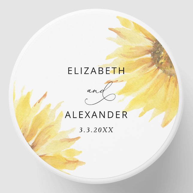 Minimalist sunflower wedding mini candle favors (Front)