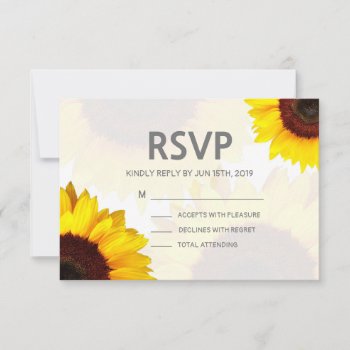 Minimalist Sunflowers Wedding Rsvp Cards by FancyMeWedding at Zazzle