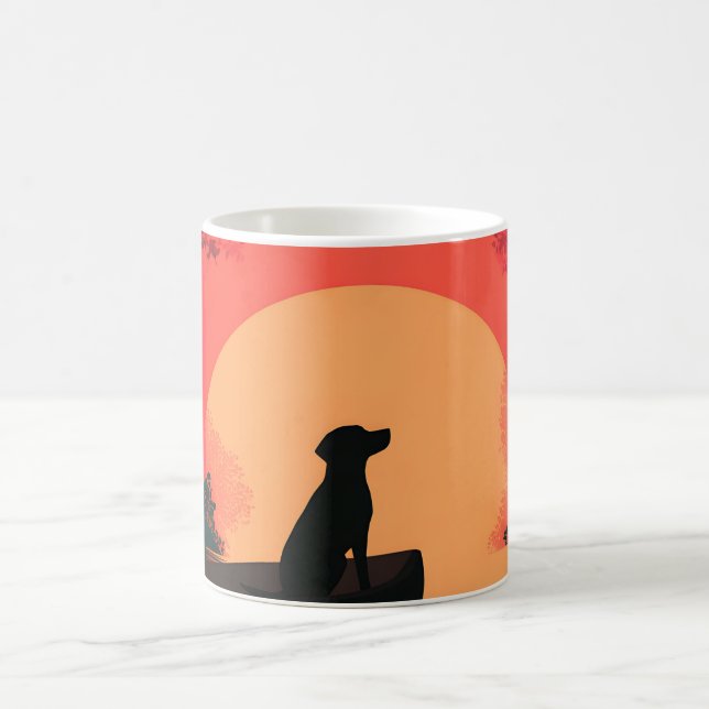 Minimalist Sunset Black Labrador Dog Coffee Mug (Center)