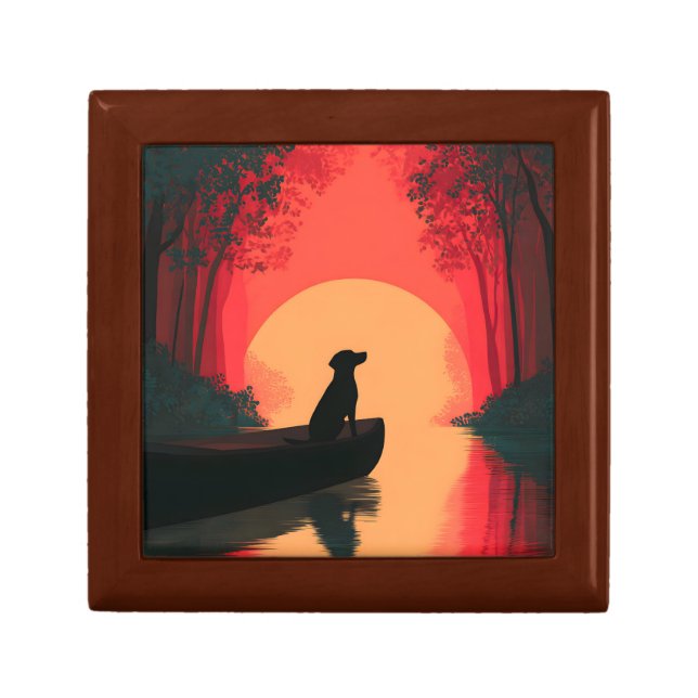 Minimalist Sunset Black Labrador Dog Gift Box (Front)