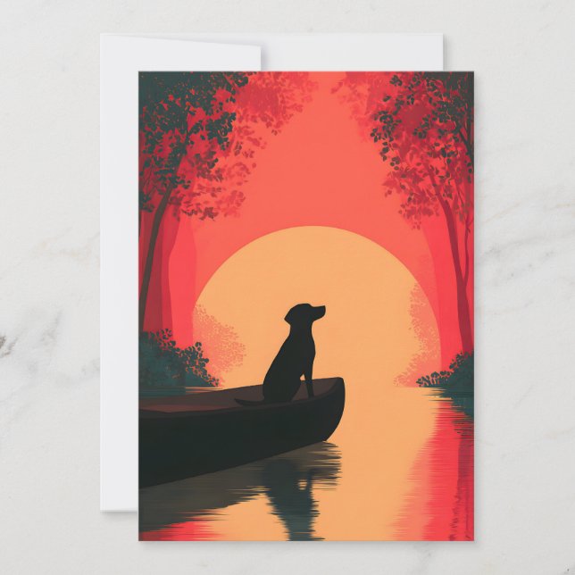 Minimalist Sunset Black Labrador Dog Holiday Card (Front)