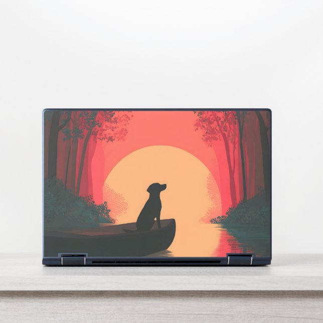 Minimalist Sunset Black Labrador Dog HP Laptop Skin (Front)