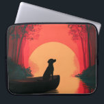Minimalist Sunset Black Labrador Dog Laptop Sleeve<br><div class="desc">Nature’s beauty,  and the quiet joy of golden hour adventures with a peaceful black Labrador sits in a canoe against a warm sunset.</div>