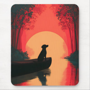 Minimalist Sunset Black Labrador Dog Mouse Pad
